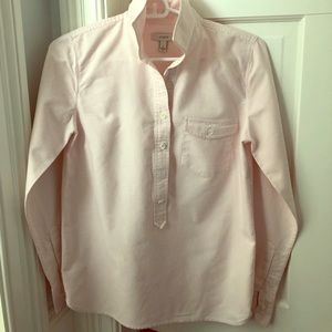 J. Crew Pink/White Oxford Popover